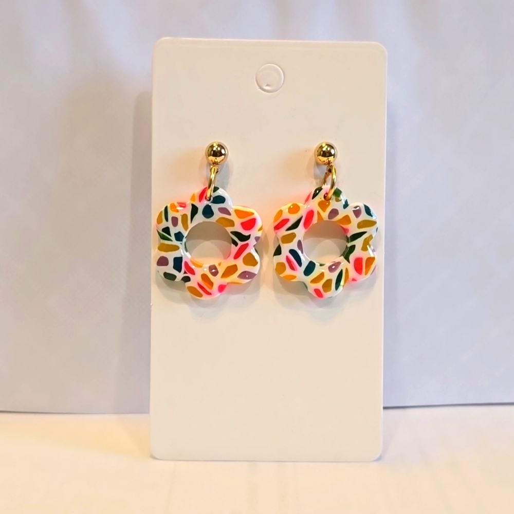 Colorful Ploymer Clay Flower Earrings